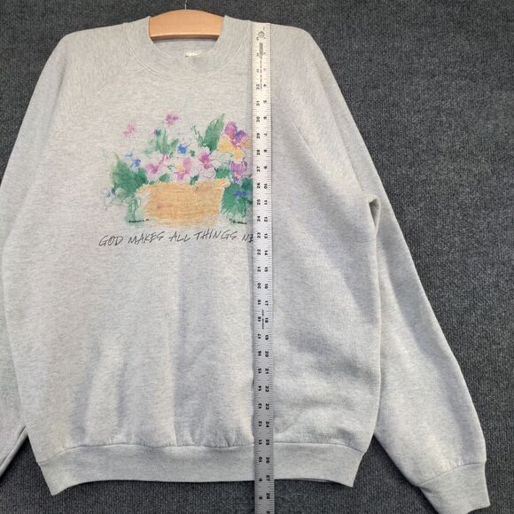 Fruit of The Loom Women's God Makes All Things New Sweatshirt XL Gray Vintage US - Picture 13 of 15